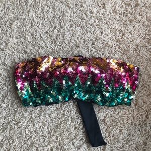 Sexy Sequin Rainbow Strapless Swim Top